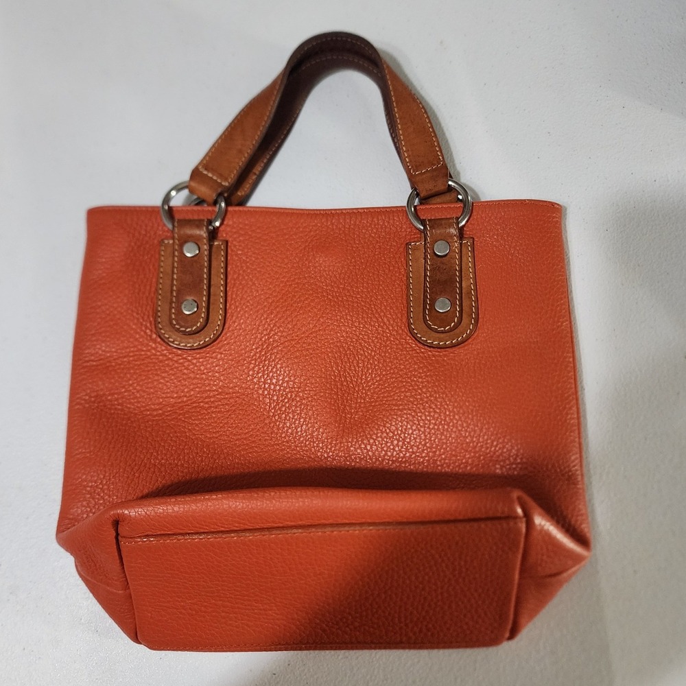 Maurizio Taiuti Orange Pebbled Leather Tote Bag Made in Italy Handbag